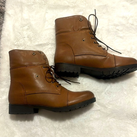 Jessica Cline Cognac Combat Boots - Picture 2 of 4